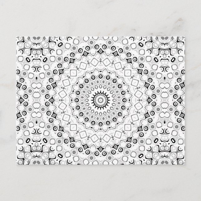 Schwarz-weiß-Grau-Monochrome-Mandala-Design Postkarte (Vorderseite)
