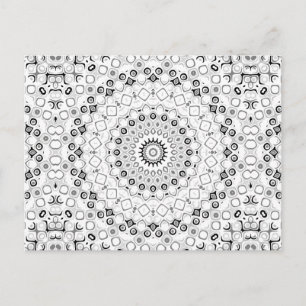 Schwarz Weiß Grau Monochrome Mandala Gestaltung Postkarte
