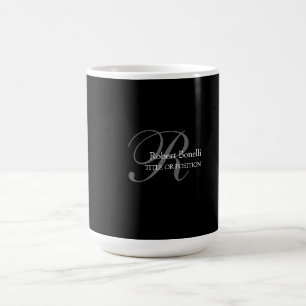 Schwarz-weiß-Grau-Monogramm Kaffeetasse