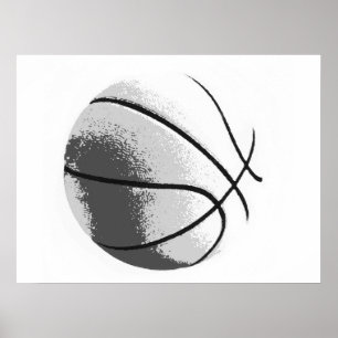 Schwarz/Weiß, Grau Pop Basketball Basketball Print Poster
