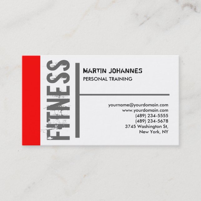 Schwarz-weiß Grau Red Modern Business Card Visitenkarte (Vorderseite)