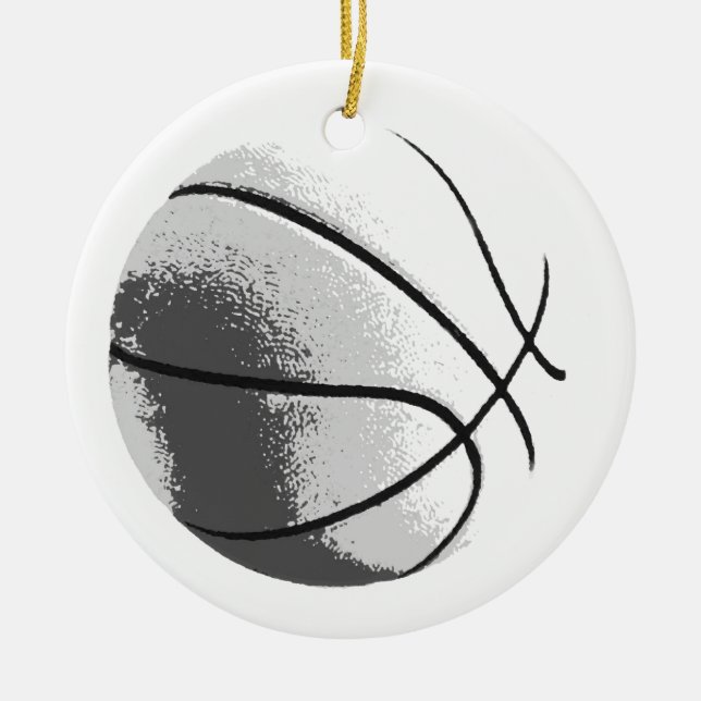 Schwarz-weiß Grau Trendy Pop Art Basketball Keramik Ornament (Vorne)