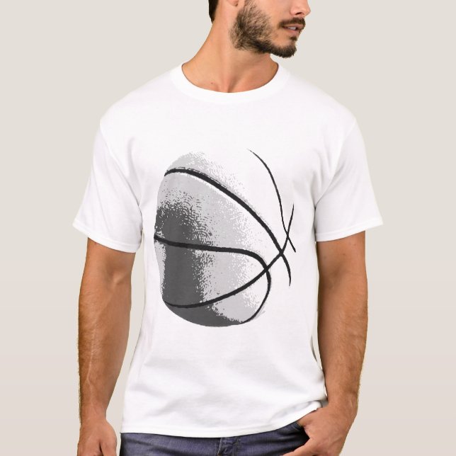 Schwarz-weiß Grau Trendy Pop Art Basketball T-Shirt (Vorderseite)