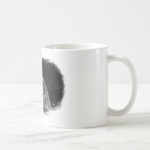 Schwarz-Weiß-Grau-Wolf-Sketch Tasse
