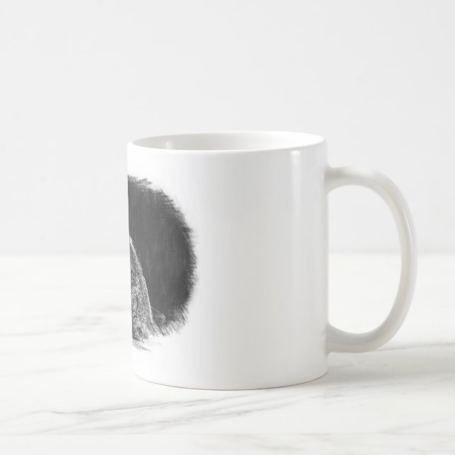 Schwarz-Weiß-Grau-Wolf-Sketch Tasse (Rechts)