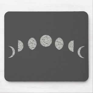 Schwarz Weiß Graue Mondphasen Modern Minimal Mousepad