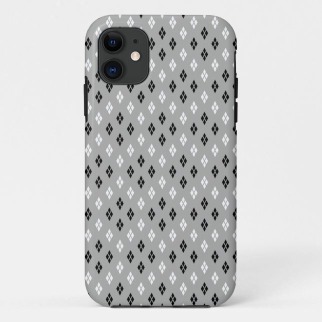 schwarz-weiß-graues geometrisches feines Muster Case-Mate iPhone Hülle (Rückseite)