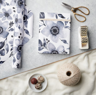 Schwarz-Weiß-Graustufen-Anemone-Bläschen Geschenkpapier