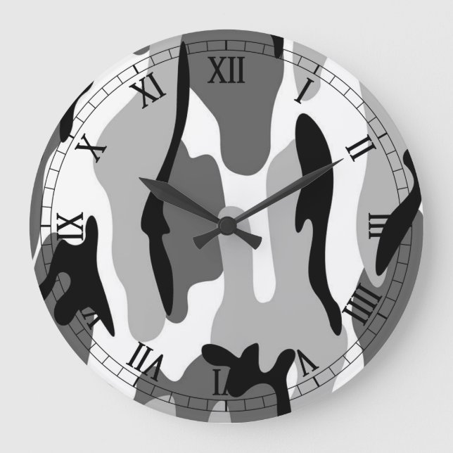 Schwarz-weiß Gray Camouflage Roman Numerals Uhr (Vorderseite)