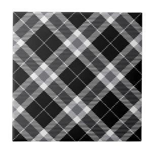 Schwarz-weiß & Gray Tartan Kariert Fliese