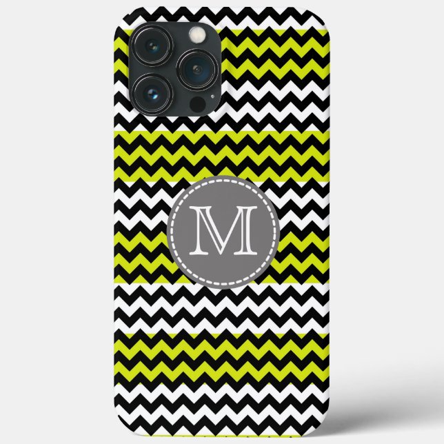 Schwarz-weiß Green Zickzack Zigzag Monogram Case-Mate iPhone Hülle (Rückseite)
