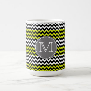 Schwarz-weiß Green Zickzack Zigzag Monogram Kaffeetasse