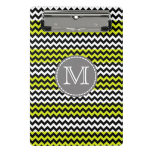 Schwarz-weiß Green Zickzack Zigzag Monogram Mini Klemmbrett