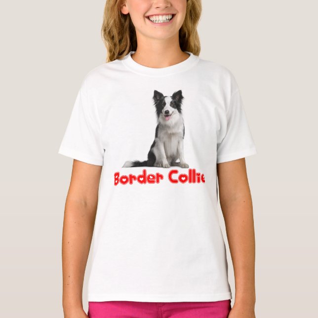 Schwarz-Weiß-Grenz-Collie-Hundehemd T-Shirt (Vorderseite)