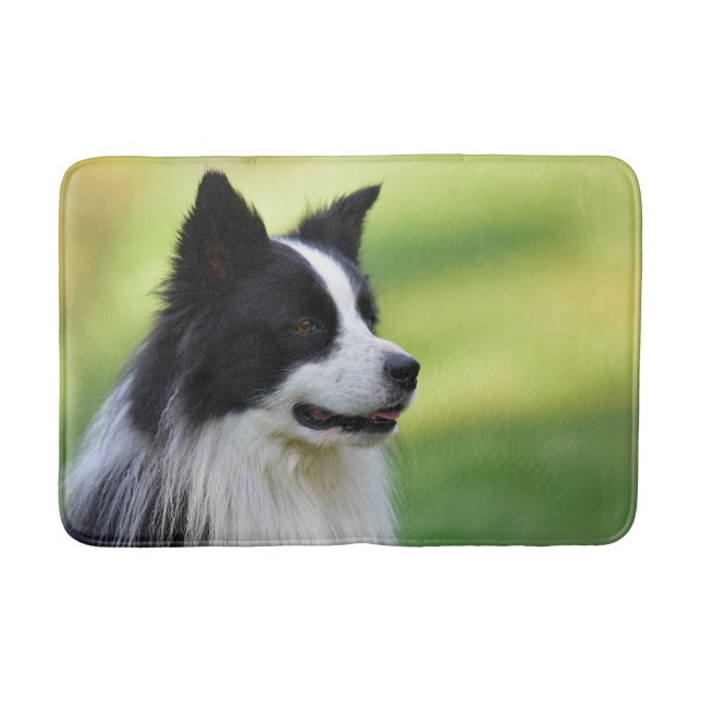Schwarz-Weiß-Grenz-Hund Badematte (Vorderseite)