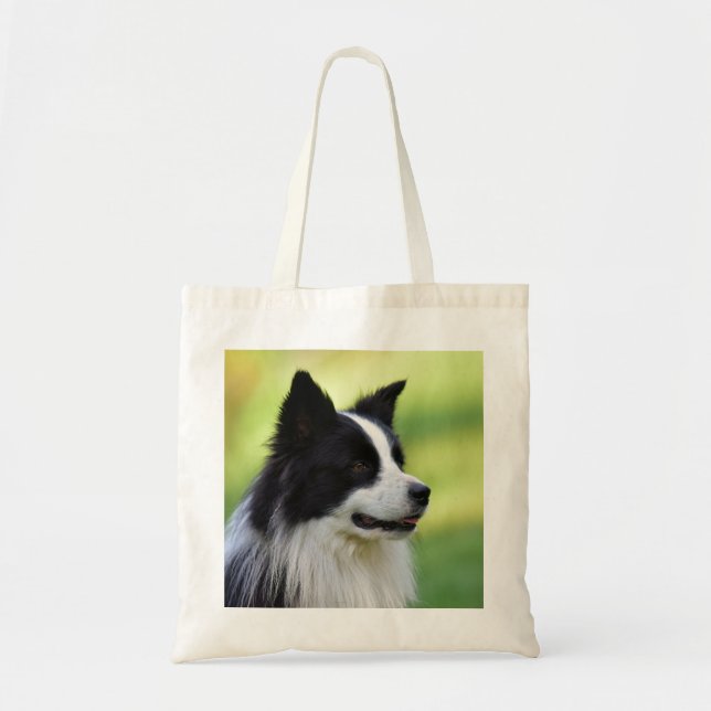 Schwarz-Weiß-Grenz-Hund Tragetasche (Vorne)
