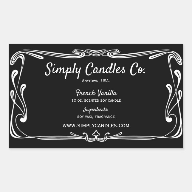 Schwarz-Weiß-Grenzkerzen-JAR-Labels Rechteckiger Aufkleber (Vorderseite)