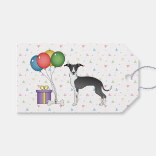 Schwarz-Weiß-Greyhound - Happy Birthday Geschenkanhänger