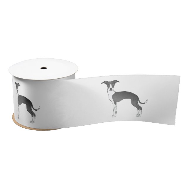 Schwarz-Weiß-Greyhound-Hunde Satinband (Spule)
