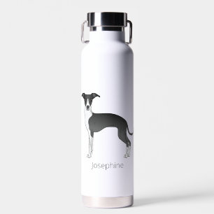 Schwarz-Weiß-Greyhound mit Individuelle Name Trinkflasche