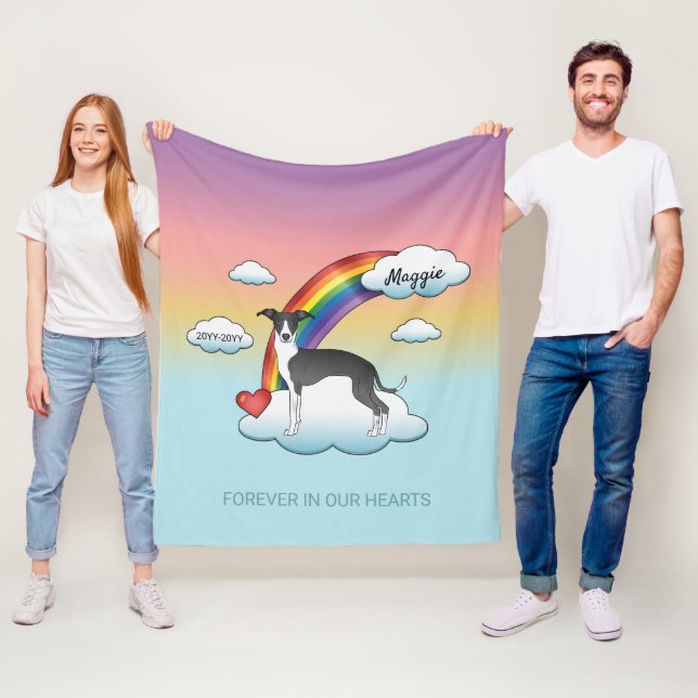 Schwarz-Weiß-Greyhound-Rainbow-Gedenkstätte Fleecedecke (Beispiel)
