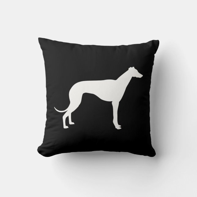 Schwarz-Weiß-Greyhound-Silhouette auf beiden Seite Kissen (Vorderseite)