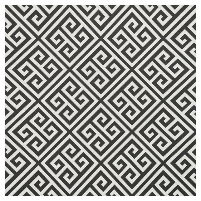 Schwarz-Weiß-griechischer Schlüssel Stoff (Muster)