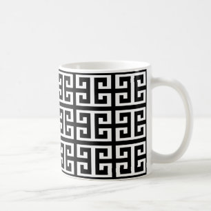 schwarz weiß griechischer Schlüssel Tasse