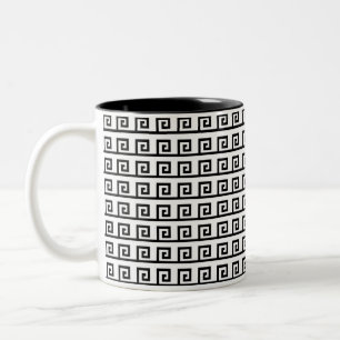 Schwarz-weiß griechisches geometrisches Muster Zweifarbige Tasse