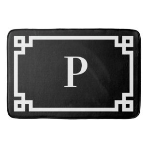Schwarz-Weiß-Grieß-Rahmen-Monogramm groß Badematte