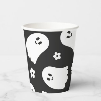 Schwarz-Weiß-Groovy-Geist und Blume Papiertasse Pappbecher