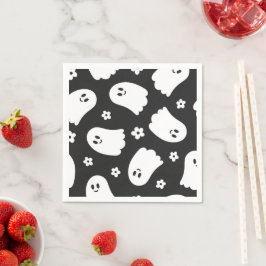 Schwarz-Weiß-Groovy-Geist und Blume Serviette