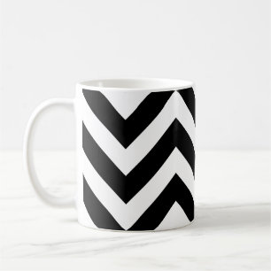 Schwarz-Weiß-Groß-Zickzack Muster Kaffeetasse