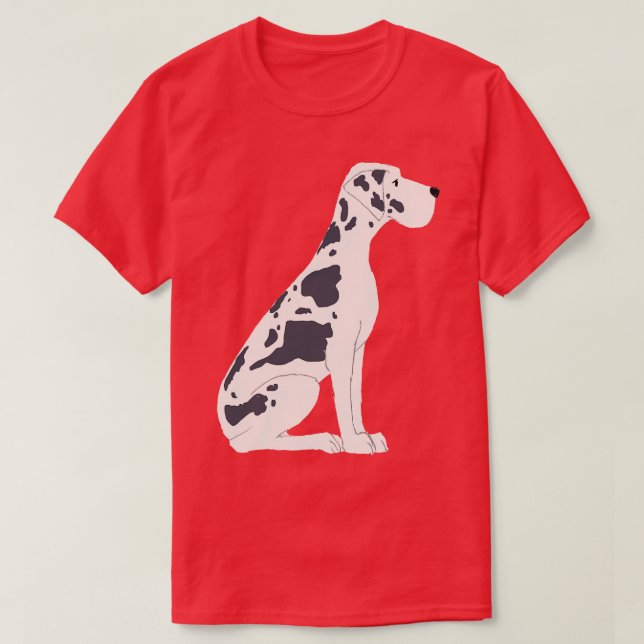 Schwarz-Weiß-Großer Dan-Hund T-Shirt (Design vorne)
