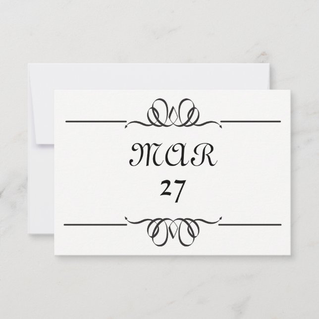 Schwarz/Weiß - Großes Datum - 3x5 Save the Date (Vorderseite)