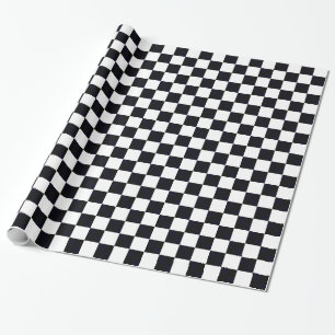 Schwarz-weiß großes Karomuster Geschenkpapier