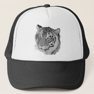 Schwarz-Weiß-Großkatze-Wildtierbild des Tigers Truckerkappe