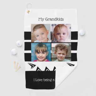 Schwarz-Weiß-Großkinder-Fotos Golfhandtuch