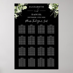 Schwarz-Weiß-Grün-Hochzeitskarte Poster