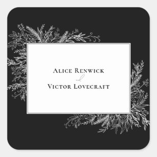 Schwarz-Weiß-Grüne Hochzeitskleber Quadratischer Aufkleber