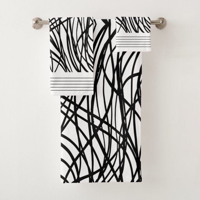 Schwarz-Weiß-Grunge Badhandtuch Set (Insitu)