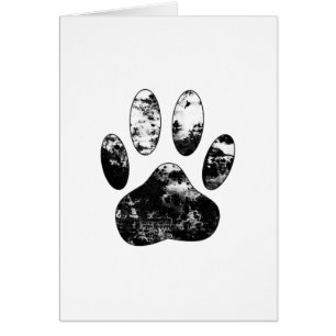 Schwarz-Weiß-Grunge Dog Paw Print