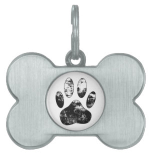 Schwarz-Weiß-Grunge Dog Paw Print Tiermarke