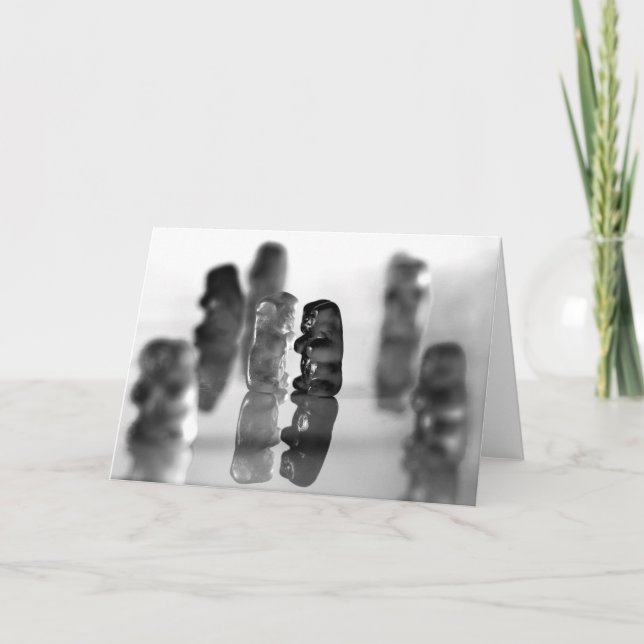 Schwarz-Weiß-Gummibären Karte (Vorderseite)