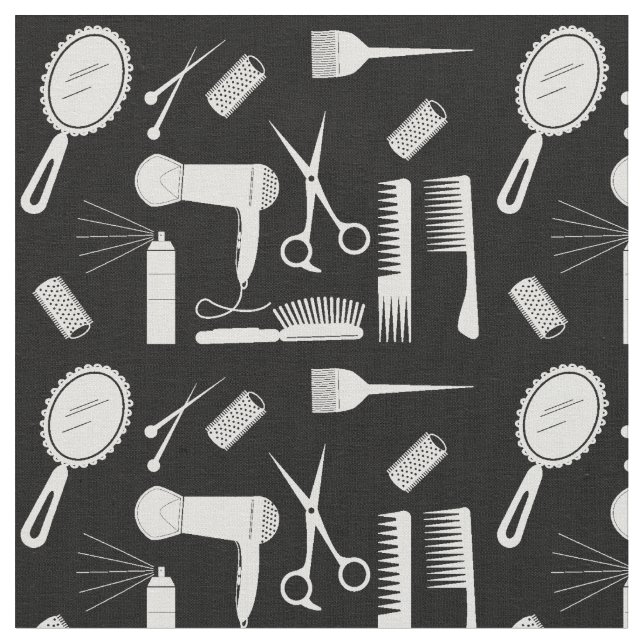Schwarz-Weiß-Haarstylist-Muster Stoff (Nahaufnahme)