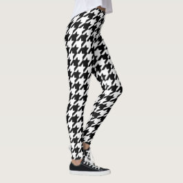 Schwarz-Weiß-Hahnentrittmuster Leggings
