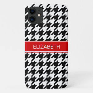 Schwarz-Weiß-Hahnentrittmuster Nr. 2: Monogramm Case-Mate iPhone Hülle