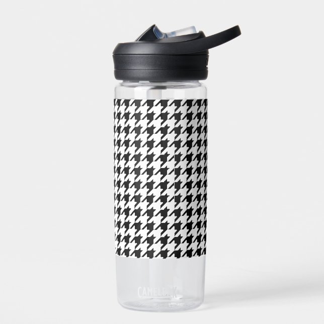 Schwarz-Weiß-Hahnentrittmuster Trinkflasche (Links)