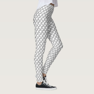 Schwarz-Weiß-Hahnentrittmuster und transparentes M Leggings
