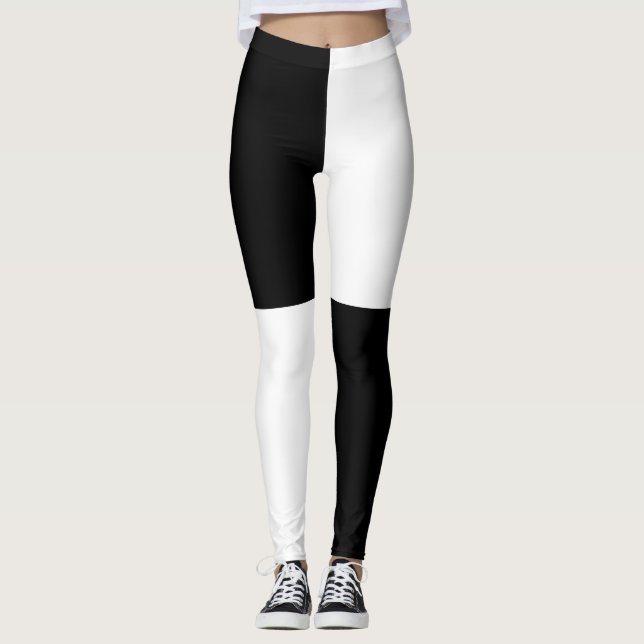 Schwarz-Weiß-Halbierung Leggings (Vorderseite)